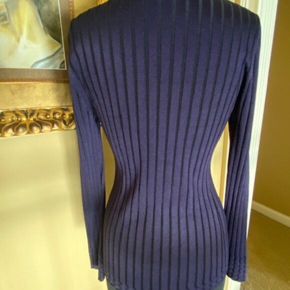 WHBM Mock Turtleneck Dark Navy SZ M - Picture 3 of 6